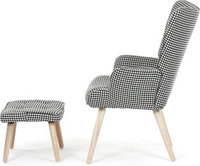 Relaxačné kreslo ušiak LISA + taburet — masív, látka, vzor pepito