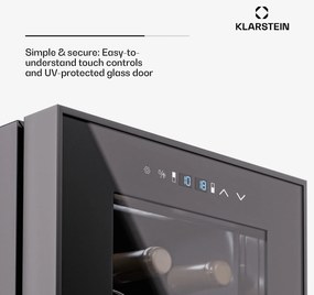 Klarstein Shiraz 27 Duo, chladnička na víno, 2 zóny, 83 l/27 fliaš, 5-18 / 5-18 °C, dotykové ovládanie