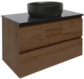 Kúpeľňová skrinka s kamennou doskou SAT B-Way 80x30x45 cm matný orech BWAY80NUTTK