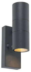 Vonkajšia nástenná lampa tmavosivá 2-svetlo so senzorom súmraku - Duo