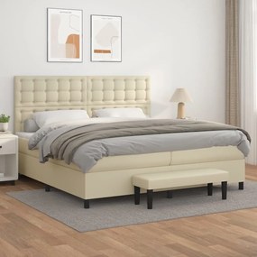 Boxspring posteľ s matracom krémová 200x200 cm umelá koža 3137685