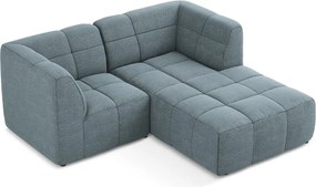 Modrá rohová pohovka z textílie buklé (pravý roh/s leňoškou) Aloha – Makamii