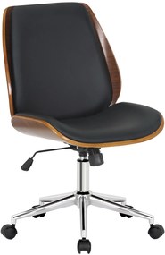 Design-Shop Kancelárska stolička Mitch - koženka, drevo, chróm rám - Čierna