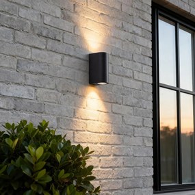 Moderná vonkajšia nástenná lampa čierna plastová oválna 2-svetlá - Baleno
