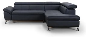 Kožená rohová sedacia súprava SALERNO II pravá čierna, rozkladacia