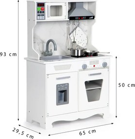 Drevená detská kuchynka ECOTOYS s LED svetlami, zvukmi a kovovými doplnkami pre 3+