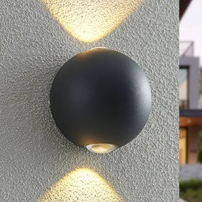 Lindby Esmani nástenné LED okrúhle 2-pl. tmavosivé
