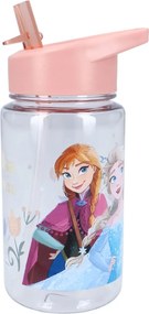 Dievčenská plastová fľaša na pitie Ľadové kráľovstvo - Frozen - s integrovanou slamkou