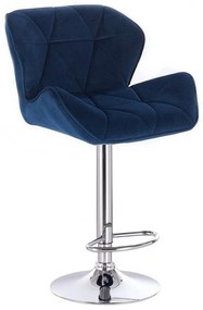 LuxuryForm Barová stolička MILANO VELUR na striebornom tanieri - modrá