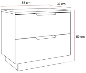 NOČNÝ STOLÍK MARION 2S KAŠMÍR ČIERNE ÚCHYTKY LED