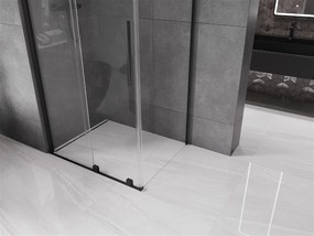 Mexen Velar, sprchový kút s posuvnými dverami 90(dvere) x 110(stena) cm, 8mm číre sklo, čierna matná, 871-090-110-01-70