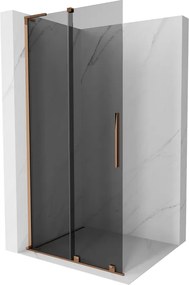 Mexen Velar L, posuvná sprchová zástena Walk-in 100 x 200 cm, 8mm šedé sklo, ružové zlato, 871-100-003-43-60