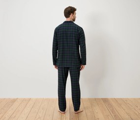 Flanelová pyžamová súprava, zeleno-modrá