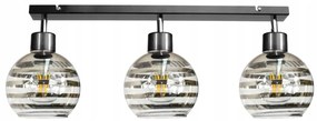 BERGE Sklenená LED závesná lampa 3xE27 - guľové horizontálne pruhy