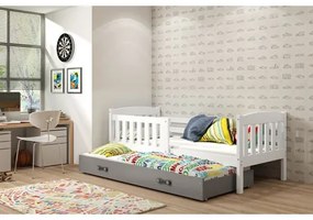 Detská posteľ KUBUS s výsuvnou posteľou 80x190 cm - biela Sivá