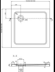 Mexen Rio, štvorcový sprchovací kút s posuvnými dverami 90(dvere) x 90(dvere) x 190 cm, 6mm šedé sklo, čierny profil + čierna sprchová vanička SLIM, 860-090-090-70-40-4070B