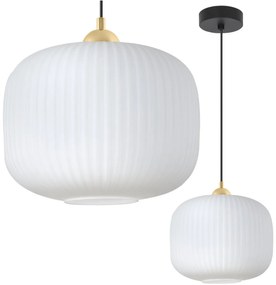 Závesné svietidlo Riffle 3, 1x biele sklenené tienidlo, b/g