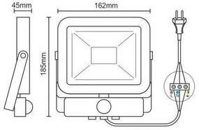 LED Reflektor so senzorom LED/20W/265V 1800lm biela IP65
