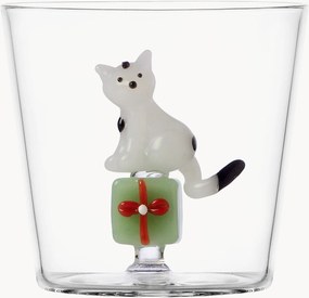 Ručne vyrobený pohár z borosilikátového skla Tabby Cat