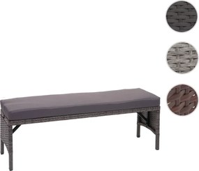 Záhradná lavica HWC-G16, polyratan - hnedá, krémový vankúš