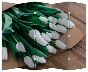 Paraván - Kytica bielych tulipánov (210x170 cm)