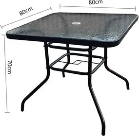 TRENDIE Záhradný stolík so sklom 80x80cm