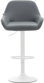 Barová stolička Braga - koženka, biela podnož - Sivá