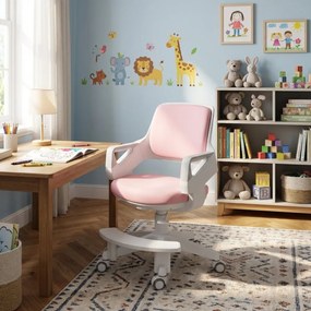 Detská rastúca stolička Neoseat KIDDY FIVE — látka, prateľný poťah, ružová