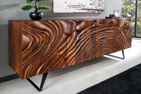 Komoda FLUID 175 cm 3D akáciové drevo orech hnedá