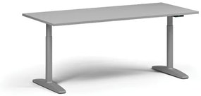 Výškovo nastaviteľný stôl OBOL, elektrický, 675-1325 mm, doska 1800x800 mm, sivá zaoblená podnož, sivá