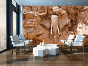 Fototapeta - Slon vytesaný v skalách (152,5x104 cm)