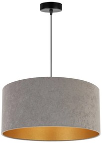 Závesné svietidlo Mediolan, 1x šedé/zlaté textilné tienidlo, (fi 44cm)