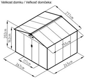 Plechový záhradný domček Rojaplast Archer D 267 x 245 cm zelený