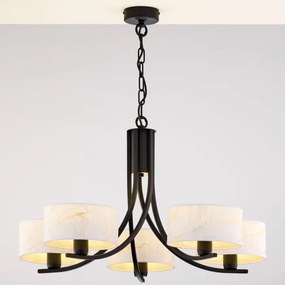 Jupiter 2104 - Luster na reťazi ARTHUR 5xE27/15W/230V biela/čierna/mramorový dekor