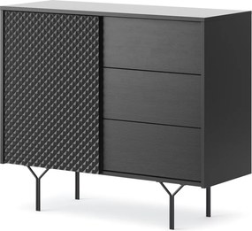 Skrinka so zásuvkami Raven, čierna