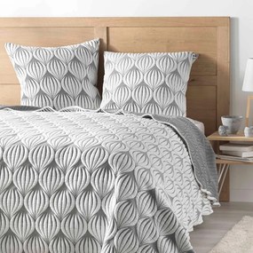 Biela/sivá súprava plédu a obliečky na vankúš z mikrovlákna 220x240 cm Faustine – douceur d'intérieur