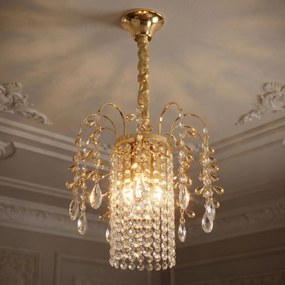 Toolight Toolight, krištáľová závesná lampa Ø30 cm, 3×E14, SWE090-CP, zlatá lesklá, OSW-30217