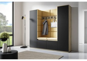 Predsieňová stena AMI 31 Bez zrkadla Dub artisan + čierna Žltá