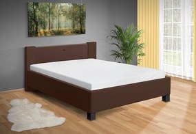 Nabytekmorava Moderná posteľ Luna 140x200 cm matrac: matrace 15 cm, farebné čalúnenie: eko koža hnedá, úložný priestor: bez úložného priestoru