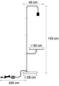 Moderná stojaca lampa čierna s okrúhlym stolíkom - Ostrich