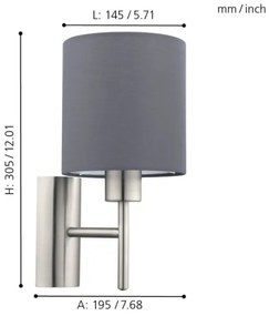 Eglo 94926 - Nástenné svietidlo PASTERI 1xE27/60W/230V