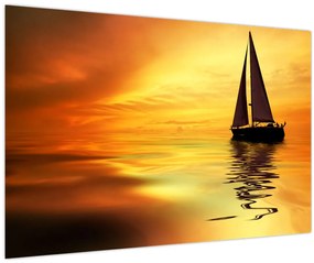 Obraz - Plachetnica pri západe slnka (90x60 cm)