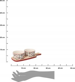 Sada 2 ks porcelánových misek s podnosem PORCELO vícebarevná