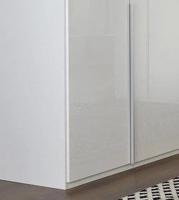 Šatníková skriňa New York D, 90 cm, biela / biely lesk