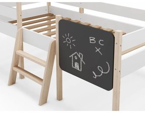 Biela domčeková vyvýšená detská posteľ z borovicového dreva 90x190 cm Mint – Marckeric