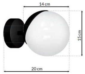 Nástenné svietidlo Sfera, 1x biele sklenené tienidlo, b