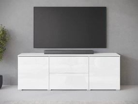 TV skrinka Sawoti 181, Farby: matera / biely lesk, Osvetlenie: osvetlenie LED biele