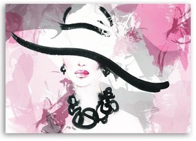 Obraz na plátně, Žena s růžovým kloboukem - 100x70 cm