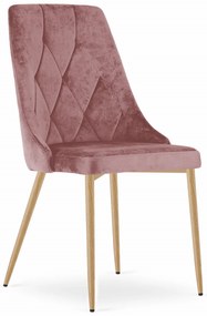 Stolička IMOLA - ružový zamat / nohy vo farbe dreva x 3 9401 71 00 00