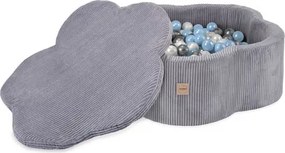 Suchý bazén kvietok s podložkou – sivý menčester 95×30 cm + 200 guličiek